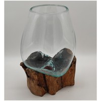 Frank Flechtwaren 779061.3 Wurzelholzvase Aqua Dekovase Glasvase Unikat 23 Cm