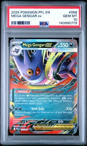 2025 POKEMON PFL EN-PHANTASMAL FLAMES #056 MEGA GENGAR EX PSA 10