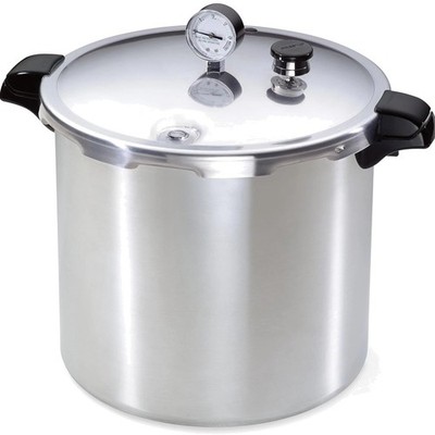 23 qt Manual Pressure Canner & Cooker in Polished Aluminum - Safe & Efficient