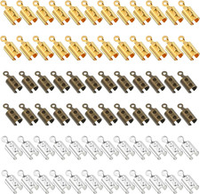 300 PCS Crimps for Jewelry Making Stainless Steel Fold over Cord Ends for Jewelr