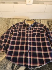 Cat Jack Boys Size Small 6/7 Fleece Lined Flannel Button Down Shirt Plaid