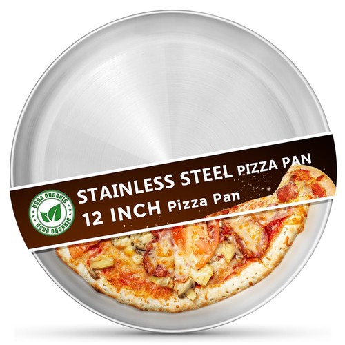 Kevenal Stainless Steel Pizza Pans 12 Inch Pizza-Pan for Oven Steel Pizza Tray