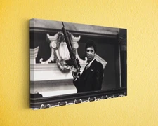 Scarface Shoutout Scene Canvas Print - Retro Crime Movie Wall Art