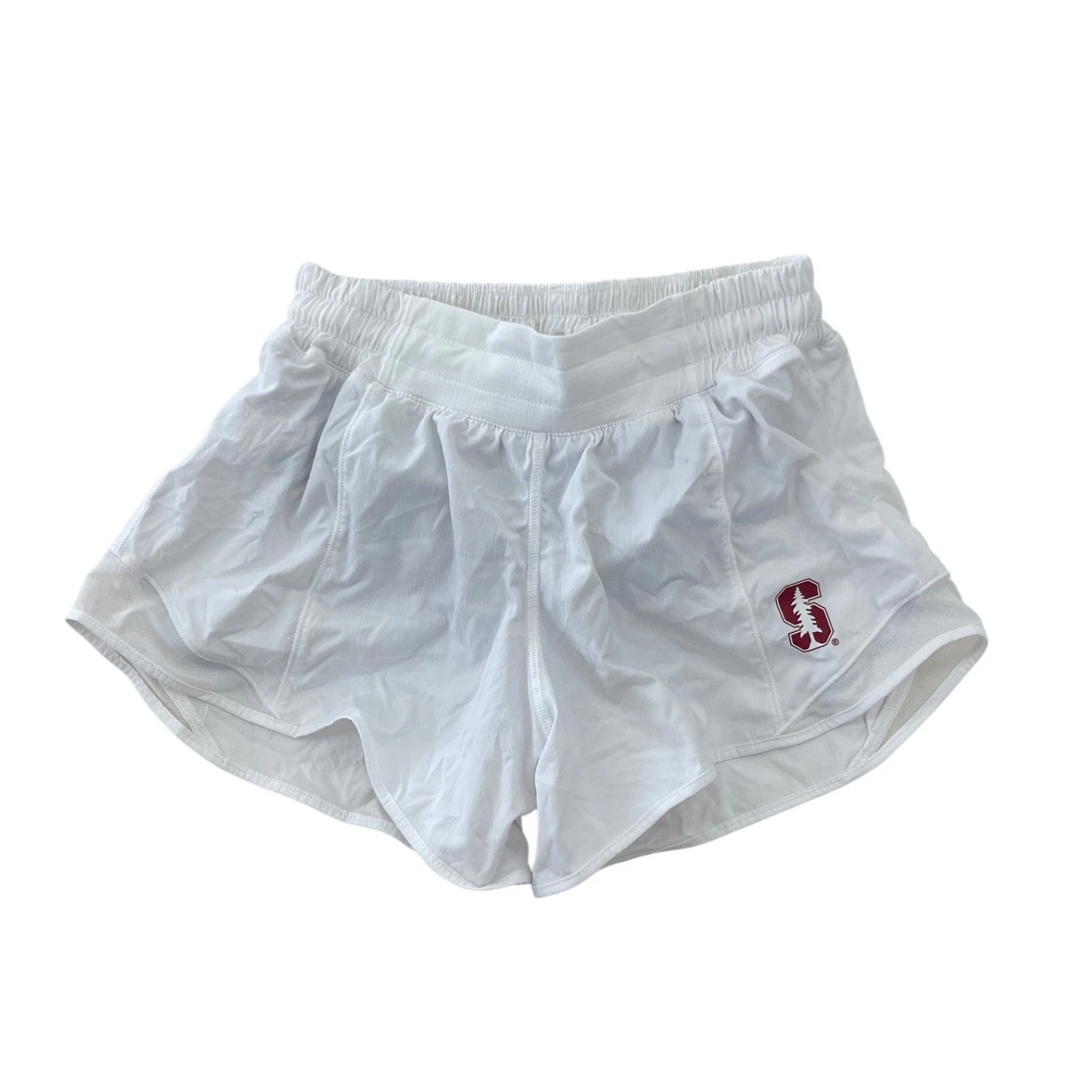 Lululemon Stanford University Tracker Short 2.5 White Running Shorts size 4 I07