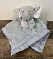 Carter's Gray Elephant Plush Lovey Baby Security Blanket Satin Like Back Side