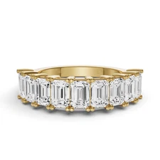 14K Yellow Gold 1.50Ct Emerald Cut Lab Grown Diamond 9 Stone