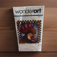 WonderArt 426210 Rooster Latch Hook Kit 12" x 12" Canvas Pattern Pre-Cut Yarn