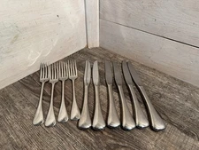 Oneida Stainless Lot Of 10 Forks Knives Pierced Cabana Glossy USA