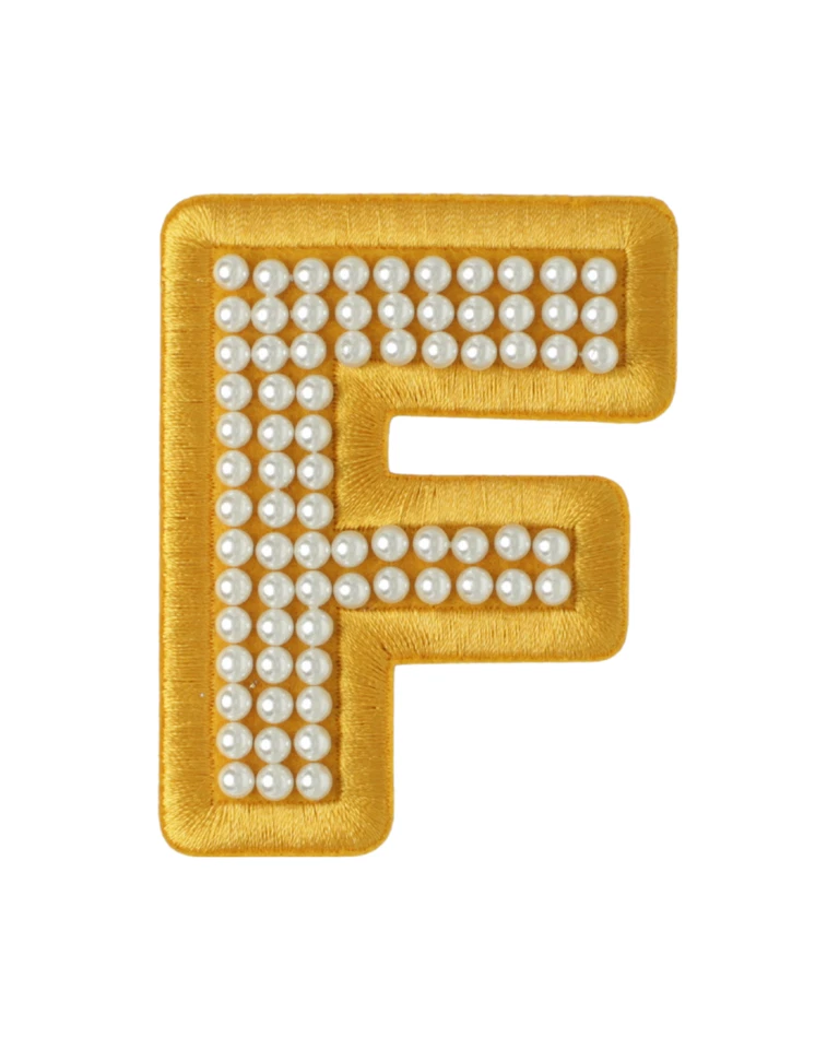 Stoney Clover Lane Gold Satin Pearl Letter Patch - Image 2 of 4