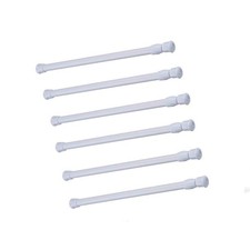 6 PCS Cupboard Bars Tension Rods 9.8 To 15.7 Inches Steel Adjustable White