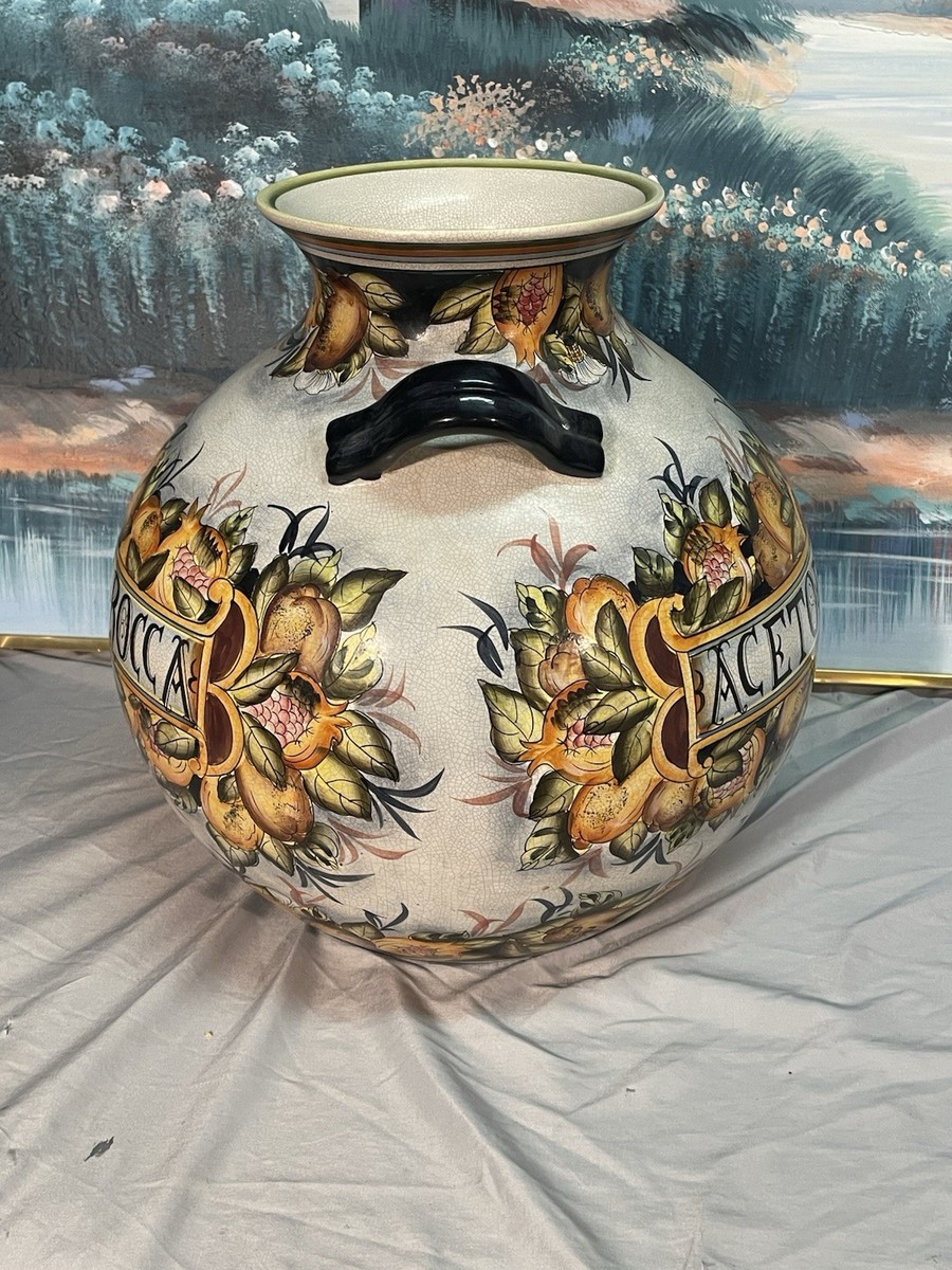 Vintage Aceto Della Rocca 16” x 16” Hand Painted Majolica Urn