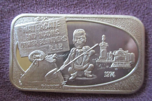 Watergate R.I.P. Nixons Blunders RARE #ed USSC  1 Troy Oz. .999 Fine Silver Bar