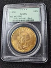 🌟 1908 No Motto $20 Gold St. Gaudens Liberty Double Eagle PCGS Coin MS65 OGH