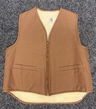Vintage 80s Carhartt Sherpa Lined Vest XL Camel Brown Duck Pockets USA Unworn