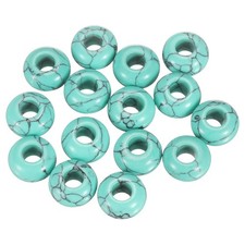 15pcs Natural Stone Beads 8x14mm Large Hole Craft Beads, Green Blue