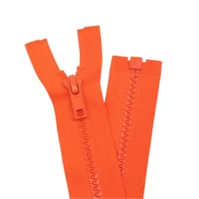 2 PCS #5 9-inch Orange Red Molded Plastic Separating Jacket Zippers for Sewing