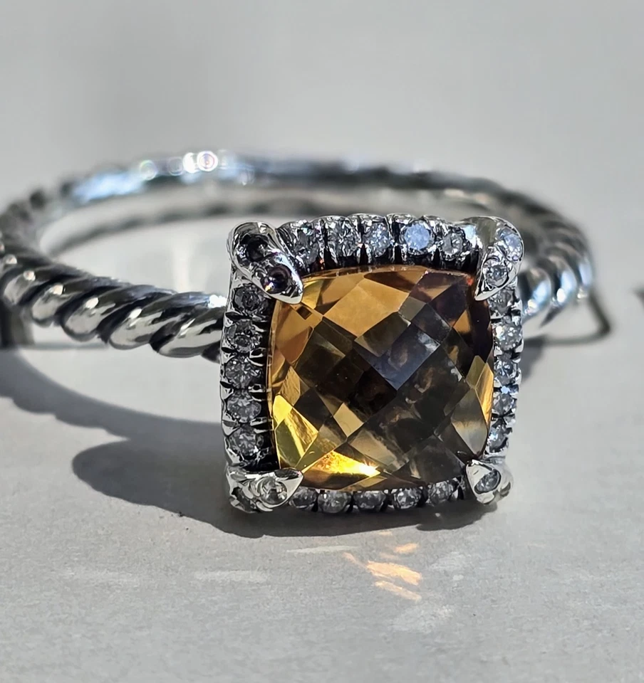 David Yurman Chatelaine 黄水晶戒指 纯银 0.1 克拉 尺寸 7.5 — 第 2/4 张图片