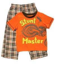 CARTER'S BOYS PAJAMA X2 - STUNT SZ 4 ORANGE - SET 2 PCS SLEEPWEAR