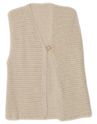 Vintage Damen Häkel Strickjacke Pullover UK 10 Small Off White AW26