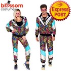 N1180 Blue Couple Womens Mens 80s 90s Sweat Tracksuit Costume Shell Suit Retro