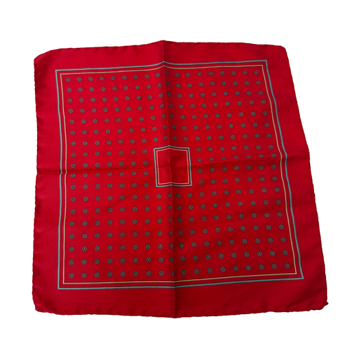 100% SILK POCKET SQUARE RED FLORAL MADE IN ITALY AOP HANDKERCHIEF SCARF 12.5" - Picture 18 of 19