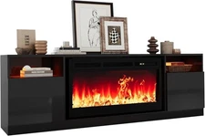 70 inch Fireplace TV Stand with 36" Electric Fireplace, 12 Colors Change,1500W