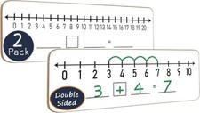 Scribble Double Sided Dry Erase Number Line Boards 0-20 Math 2 Pack, 4x12"