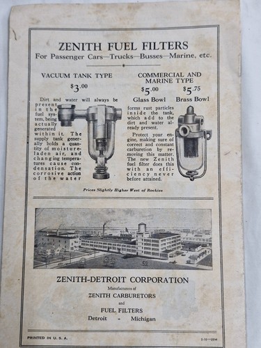 VINTAGE c.1930 The New 110 Series Carburetor - Zenith Detroit Corporation - Picture 2 of 7