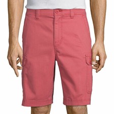 St. John's Bay Men's Comfort Stretch Cargo Shorts Size 42 Garnet Rose Color NEW