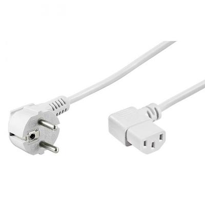 0,5 m Netzkabel Schukostecker > IEC 60320-C13 Buchse 2x 90° Winkel Weiß 12688