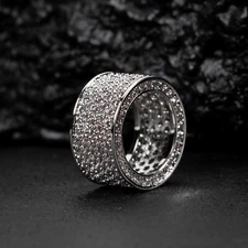 Men's Hip Hop Honey Comb Set White  Gold Plated Iced Statement Pinky Ring