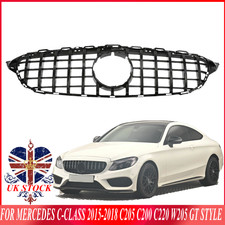 For Mercedes C-Class 2015-2018 W205 C205 C200 C220 GT Style Grille Glossy Black