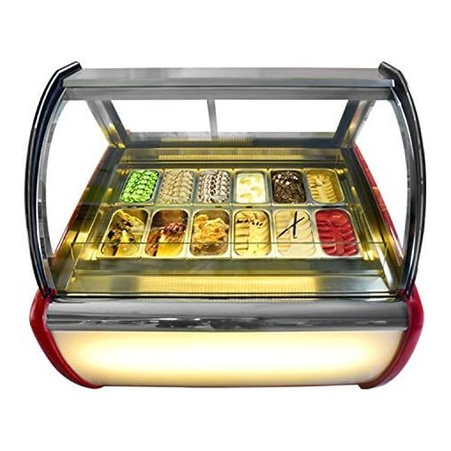 Kolice 12 Pans Ice Cream Freezer Showcase Gelato Dipping Cabinet Auto Defrost