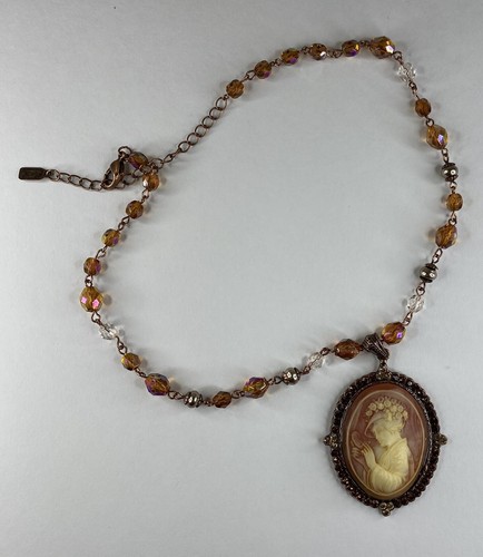 Vintage 1928 Cameo Necklace With Beads 