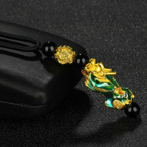 Feng Shui Wealth Beads Necklace Black Obsidian Change Color Pi Xiu Pendant - Picture 12 of 14