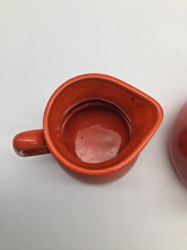 Gerz W. Germany Stoneware Pottery Creamer & Milk Pot Orange Marked Sticker - Picture 4 of 10