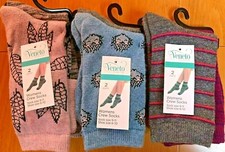 Veneto 2 Pairs Ladies Womens Crew 11 Wool Socks Soft Wonderful Shoe size 6-10