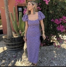 NWT ZARA POLKA DOT PUFF SLEEVE MIDI DRESS