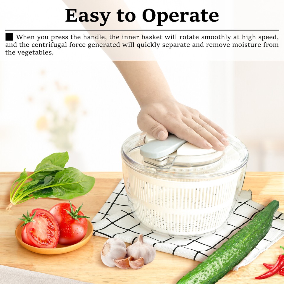 Salad Spinner Lettuce Dryer Easy Press Vegetable Dryer Spinner 3L Salad