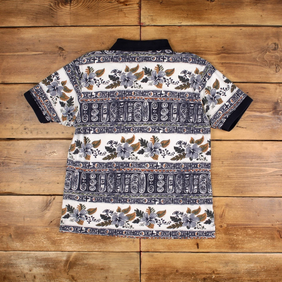 Camiseta Polo Vintage Grande Edición Natural Camiseta Blanca Hawaiana Foto 2 de 4