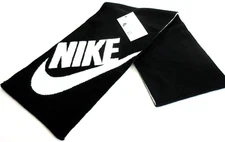 Nike Sport Unisex Double Layer Knit Swoosh Logo Scarf Black White NWT Ships Free