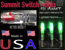 3 GREEN S LIGHTED NOCKS .243-246 I.D. ARROWS. ***HIGH QUALITY USA PRODUCT*** 