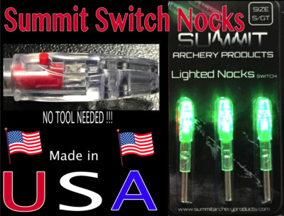 3 GREEN S LIGHTED NOCKS .243-246 I.D. ARROWS. ***HIGH QUALITY USA PRODUCT*** 