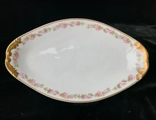 Antique French Porcelain Relish Dish, M. Redon/PL Limoges, RDN 10, Pink Roses