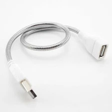 USB Male to Female Extension Cable LED Light Adapter Metal Hose for PC Notebook 