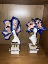 Galos Porcelain Sculptur Gold Accents Handcrafted Abstrac Art Rare X 2