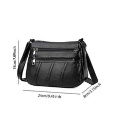 Women's Leather Organizer Purse Shoulder Bag Multiple Pockets Crossbody Handbag