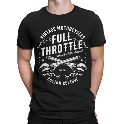 Full Throttle T-Shirt Bike Biker Werkstatt Monteur Schrauber Vintage KFZ Auto 