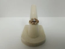 Landstorm's Black Hills 10k Tri-color Gold 6 Leaves and Diamonds Ring Size 5 1/2