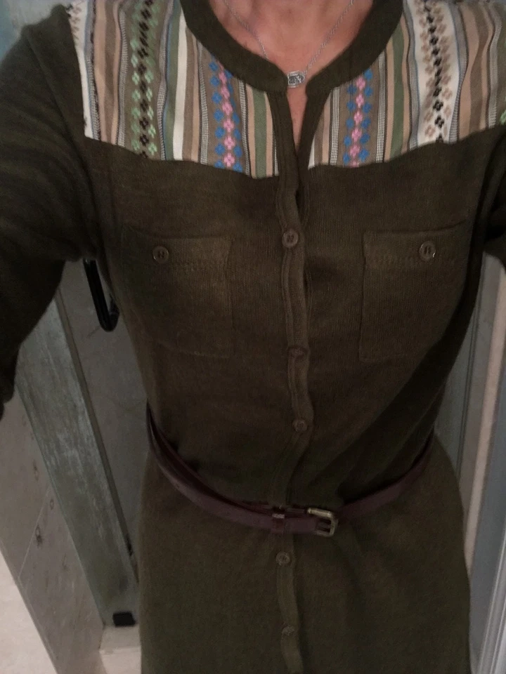 Camisa suéter bordada Ya Los Angeles para mujer talla L verde azteca Foto 4 de 4